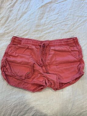 Level 99 Women's Linen Drawstring Dolphin Shorts - Red
